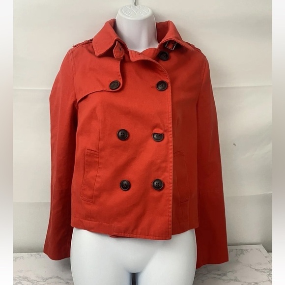 GAP Jackets & Blazers - GAP Women Red Double Breasted Lined Coat Size XS Cotton Long Sleeve Jacket M1‌‌‌